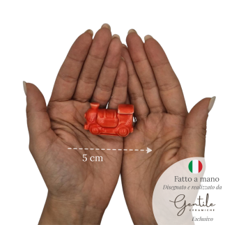 Ceramic Coral Red Train with Magnet (4.5cm)