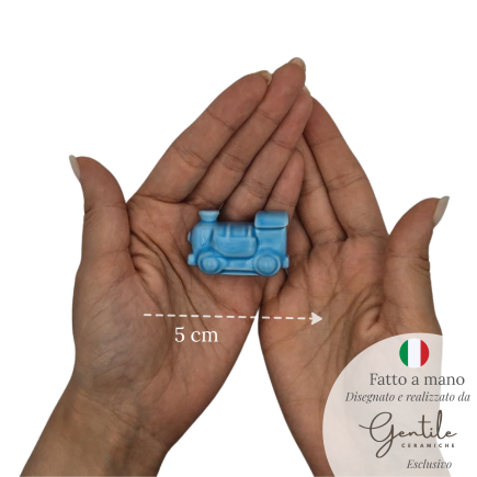 Trenino Azzurro in Ceramica con Calamita (4,5cm)