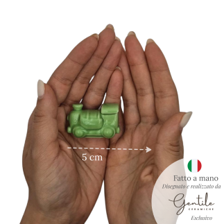 Trenino Verde Mela in Ceramica con Calamita (4,5cm)