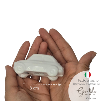 Macchinina 500 Bianca in Ceramica da appoggio (8cm)