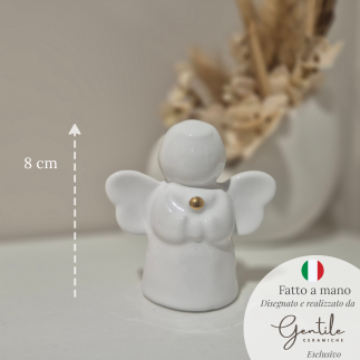 White ceramic angel with gold detail – Baby Soft Collection (8cm)