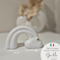 Arcobaleno bianco con dettaglio oro in ceramica – Linea Baby Soft (8cm)