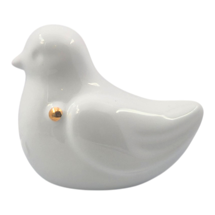 White ceramic dove gold | Baptism favor (8cm)