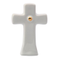 Croce bianca con dettaglio oro in ceramica – Linea Baby Soft (8cm)