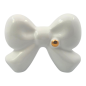 Fiocco bianco con dettaglio oro in ceramica – Linea Baby Soft (8cm)