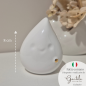 Goccia bianca con dettaglio oro in ceramica – Linea Baby Soft (8cm)