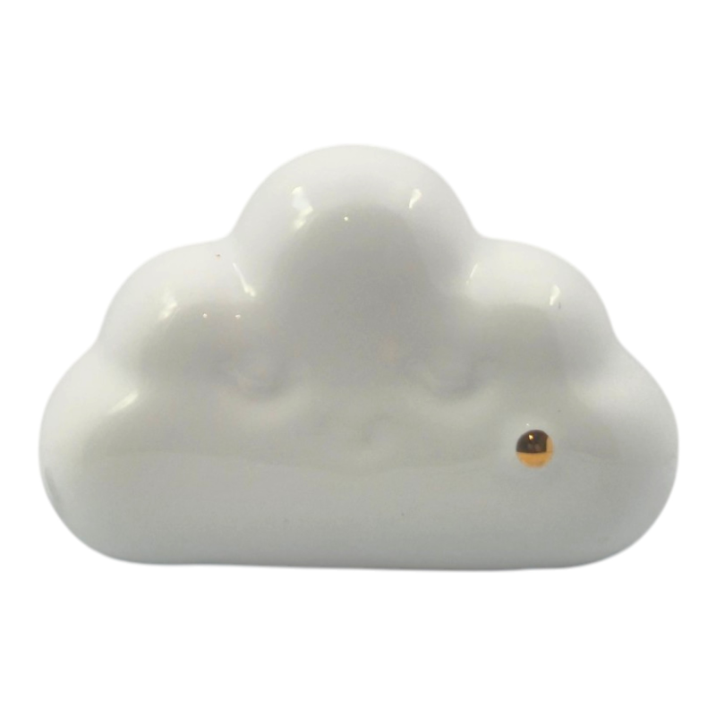 Nuvola bianca con dettaglio oro in ceramica – Linea Baby Soft (8cm)