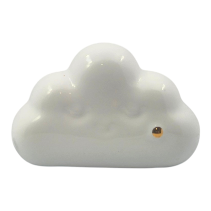 Nuvola ceramica bianca oro | Bomboniera nascita (8cm)