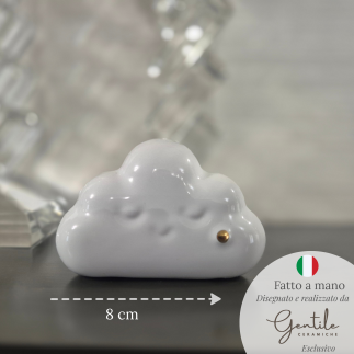 White ceramic cloud with gold detail – Baby Soft Collection (8cm)