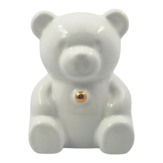 Orso ceramica bianco oro | Bomboniera nascita (8cm)