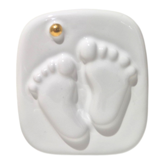 White ceramic baby feet gold | Birth favor (8cm)