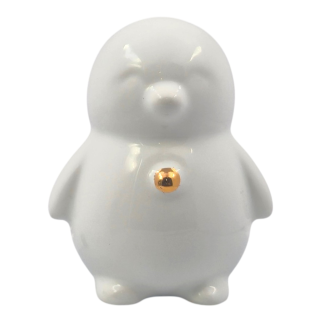 Pinguino ceramica bianco oro | Bomboniera nascita (8cm)