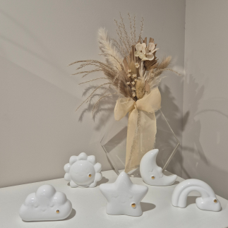 White ceramic baby feet gold | Birth favor (8cm)