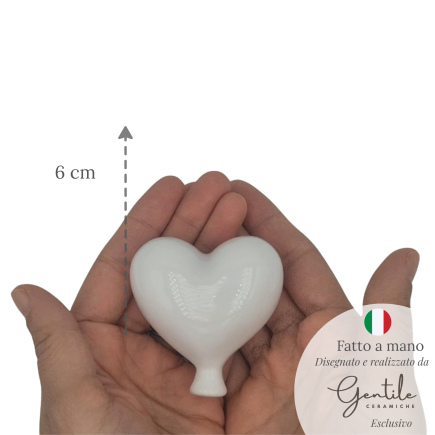 Palloncino Cuore Bianco in Ceramica con magnete (5,5cm)