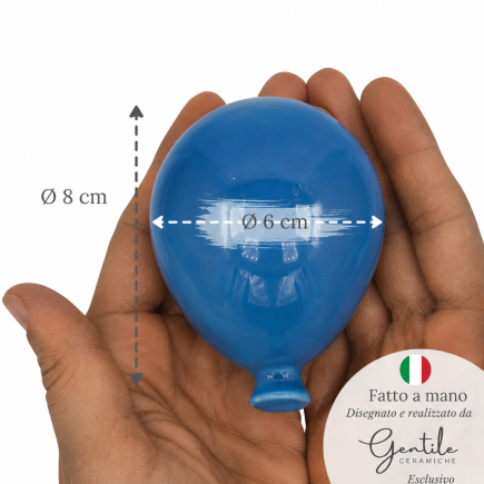 Palloncino Blu Cobalto chiaro in Ceramica da appendere (8cm)