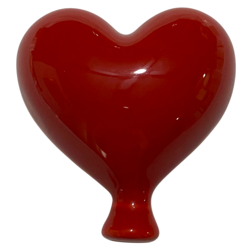 Red ceramic balloon heart – hanging  (6 cm)