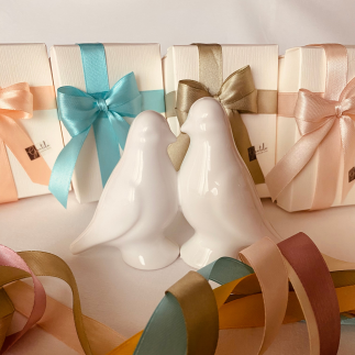 Colombe d'Amore in ceramica | Bomboniera matrimonio (10cm)